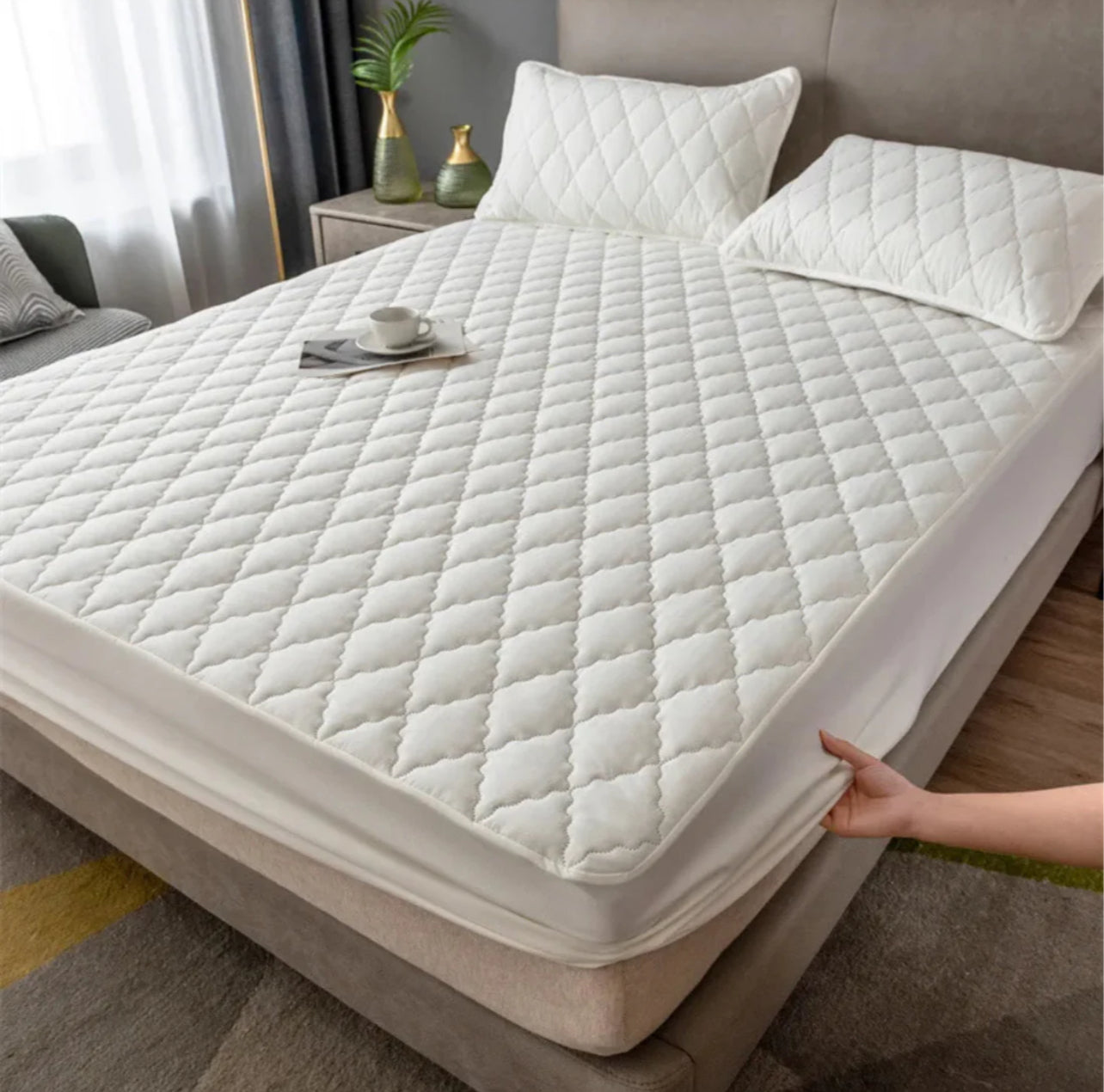 Quilted New Premium - Waterproof Mattress Protector - Double Bed