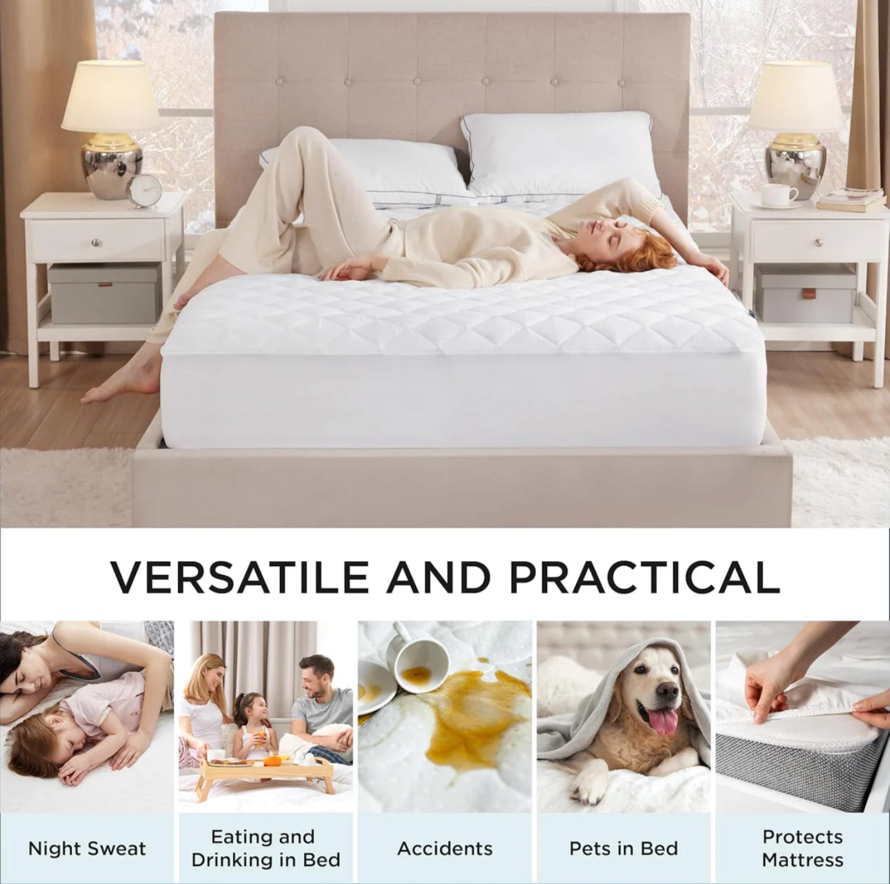 Quilted New Premium - Waterproof Mattress Protector - Double Bed